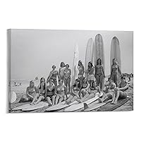 Posters Spice Girls Surfing Surfboards Vintage Beach Surfing Bikini Girls Vintage Poster Canvas Painting Posters And Prints Wall Art Pictures for Living Room Bedroom Decor 12x18inch(30x45cm) Frame-st