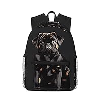 Cute Black Pug Dog-Standard-Scale-2_00x Print Backpack Casual Backpack Laptop Backpacks Travel Bag Work Computer Bag