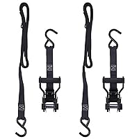 Keeper 85454 1,500 lbs. Break Strength Extreme Webbing Combat Ratchet Tie-Down with Double J Hooks, 2 Pack, Black – 500 lbs. Working Load Limit