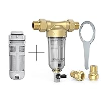 Waterdrop Spin Down Sediment Filter, Backwash Whole House Water Filter System for Well Water, 50 Micron, 1