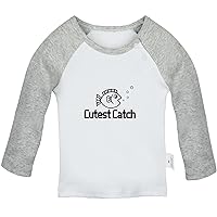 Cutest Catch Funny T Shirt, Infant Baby T-Shirts, Newborn Long Sleeves Graphic Tee Tops