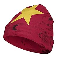 Vintage Vietnamese Flag Warm Winter Hat Windproof Knit Beanie Cap Cute Knitted Skull Caps Pullover for Boys Girls