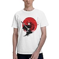Anime Rurouni Kenshin Himura Kenshin T Shirt Mens Summer Cotton Tee Comfort Crew Neck Short Sleeve Tshirt