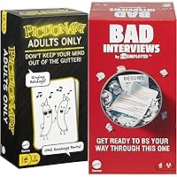 Bundle of Mattel Games Pictionary Adults Only Party Game for Adults, Drawing Game with Silly Sketches + Bad Interviews by Funemployed Party Game for Adults for 3 or More Players, Interview Card Game