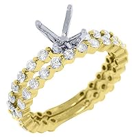 14k Yellow Gold Round Diamond Engagement Ring Semi Mount Bridal Set .98 Carats