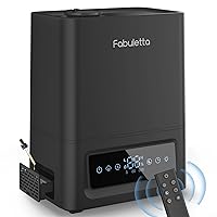 FABULETTA Humidifiers for Bedroom Large Room, 6L Top-Fill Humidifier with Remote Control, 3 Mist Levels, Essential Oil Diffuser, 2.4hz Ultrasonic,Auto Mode, Quiet Sleep ＆ Night Light(Black)