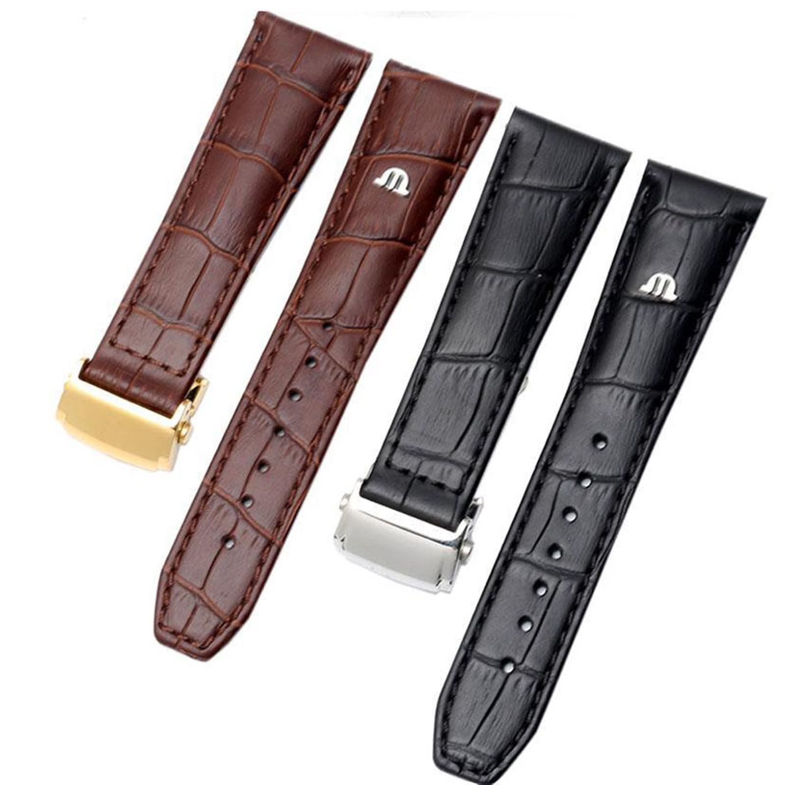COEPMG Genuine Leather watchband For MAURICE LACROIX watches strap black brown 20mm 22mm with folding buckle bracelet