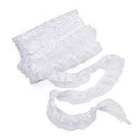 Pandahall 21.8 Yards Satin Organza Lace Edge Trim 2-Layer Gathered Ruffle Chiffon Ribbon 1-5/8 Inch White Pleated Edging Trimmings Fabric for Cloth Sewing Embroidered Applique Wedding Party Decor