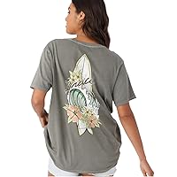 O'NEILL Womens Board Graphic Short Sleeve T-Shirt, Smoked Pearl, S