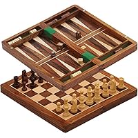 2 in 1 Chess and Backgammon Set Board Game, 10.5 x 10.5 x 1 Inches, Brown