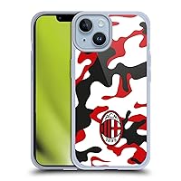 Officially Licensed AC Milan Camouflage Crest Patterns Soft Gel Case Compatible with Apple iPhone 14 and Compatible with MagSafe Accessories