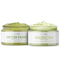 Green Tea Mask + Face Scrub Skincare Bundle - Deep Cleansing Pore Minimizer & Blackhead Remover Detox Facial Mask (6.3oz) + Natural Exfoliating Body Scrub & Face Scrub (4oz) by Teami