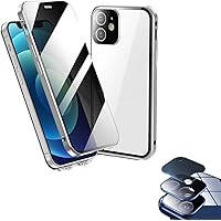 Boothcosly Phone Case, Boothcosly Magnetic Privacy Phone Case, Boothcosly for iPhone Magnetic Privacy Case, Boothcosly Magnetic for iPhone Case for iPhone 15 14 13 12 11 Pro Max (Silver,12mini)