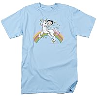 Betty Boop Unicorn & Rainbows Officially Licensed Adult T Shirt Blue