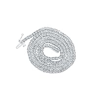 The Diamond Deal Sterling Silver Mens Round Diamond Single Row 18-inch Link Chain Necklace 1-1/5 Cttw