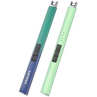 RAYONNER Lighter Electric Lighter Candles Lighter Rechargeable USB Lighter Arc Lighter (Light Green+Green/Blue Gradient, Packs of 2)