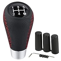 Arenbel Leather Gear Shift Knobs 5 Speed Car Gear Shifting Stick Shifter Lever Handle Fit Most Manual Vehicle, Black Leather