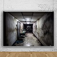 Vinyl 7x5ft Old Hospital Backdrop Scary Insane Asylum Abandoned Hospital Corridor Background for Creepy Halloween Party Decorations Photo Booth Props