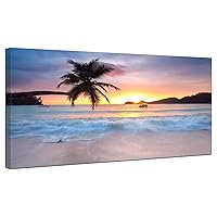 Beach Canvas Wall Art for Bedroom - Sunset Seascape Picture for Bathroom 40