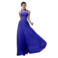 Women Long Sheer Neck Evening Bridesmaid Dresses Prom Gowns T004Lf
