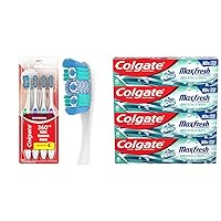360 Optic White Whitening Toothbrush, Adult Soft Toothbrush with Whitening Cups & Max Fresh Whitening Toothpaste with Mini Strips, Clean Mint Toothpaste for Bad Breath