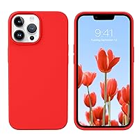 GUAGUA for iPhone 13 Pro Case 6.1'', Liquid Silicone Phone Case for iPhone 13 Pro, Slim Soft Thin Microfiber Lining Cushion Texture Cover Shockproof Protective Case for iPhone 13 Pro 6.1 Inch, Red