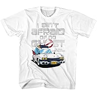 The Real Ghostbusters Kids T-Shirt Ecto 1 Ain't Afraid White Tee