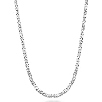 Solid 925 Sterling Silver Italian 3mm Square Byzantine Link Chain Necklace for Women Men, 925 Handmade in Italy
