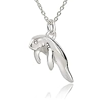 Manatee Necklaces for Women and Teens Sterling Silver, Small Manatee Necklace for Teens and Girls, Manatee Gifts, Manatee Charm Necklace Sterling Silver, Beachy Jewelry