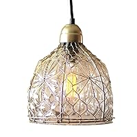 MY SWANKY HOME Vintage Style Wire Wrapped Glass Dome Pendant Light 10.5 in Farmhouse Cottage