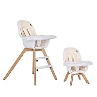 Evolur Zoodle 3 in 1 Convertible Baby High Chair in Ivory, Easy to Clean, Adjustable and Removable Tray, Compact and Portable High Chair, Foldable High Chair with Adjustable Footrest