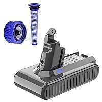 TURPOW 6.0Ah Replacement for Dyson V6 Battery 21.6V Compatible with vtc4 SV03 SV04 DC58 DC59 DC61 DC62 DC72 DC74 Animal 595 650 770 880 SV05 SV06 SV07 SV09 Handheld Vacuum Cleaner with Filters