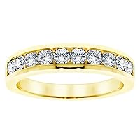 1.00 CT TW Channel Set Round Diamond Anniversary Wedding Ring in 18k Yellow Gold