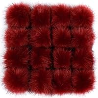 6pcs Fluffy Faux Fur Pom Pom Balls for Hat Ball Pom Pom DIY Clothing Costume Handbag Keychain Charm Accessories ( Color : Wine Red , Size : Elastic Loop )
