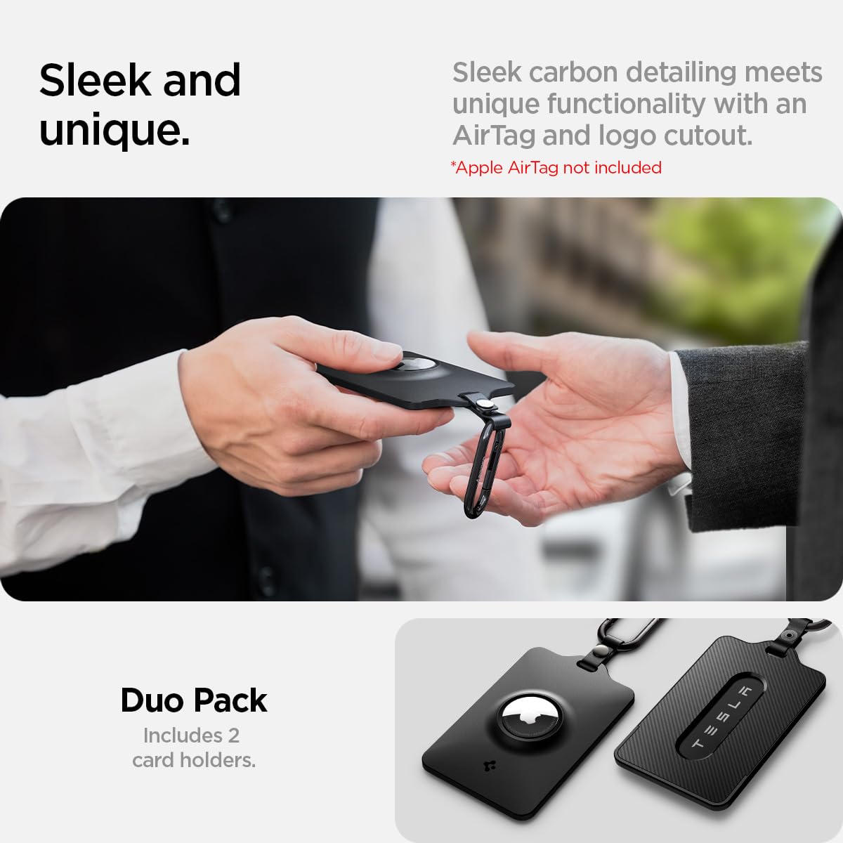 Spigen Air Fit Card Holder Case Designed for Tesla Key Cards and Airtag - 2 Pack