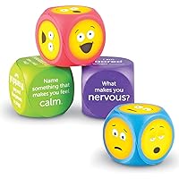 Learning Resources Soft Foam Emoji Cubes, Set of 4, Ages 3+, Conversation Cubes for Kids, Social Emotional Learning,