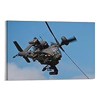 Apache AH MK1 Attack Helicopter US Military Aircraft Blue Sky Flight Photography Picture Aviation Ar Canvas Wall Art Prints for Wall Decor Room Decor Bedroom Decor Gifts 08x12inch(20x30cm) Frame-sty