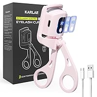 Heated Eyelash Curler with 3 Heating Modes, USB Rechargeable Eye Lash Curler for Long-Lasting Curl, Quick Heating and Temperature Display Electric Eyelash Curler (Pink)
