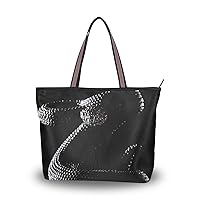Women Tote Shoulder Bag Black Crystal Snake Handbag