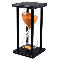 Sandglass 60 Minutes Timer Hourglass for Ornament Decoration Restaurant Living Room Home Closet Office Desk Bedroom Party Festival Christmas Wooden Frame Sand Timer Clock Orange