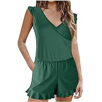 Women Swim Romper with Built in Bra and Pockets, One Piece Full Coverage Bathing Suits Boyleg Jumpsuit Swimsuit