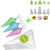 Suuker Leaf Piping Tips Set & 100 Pcs Piping Bags