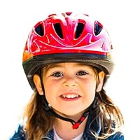 Joovy Noodle Bike Helmet for Toddlers and Kids Aged 1-9 with Adjustable-Fit Sizing Dial, Sun Visor, Pinch Guard on Chin Strap, and 14 Vents to Keep Little Ones Cool (Small, Red)