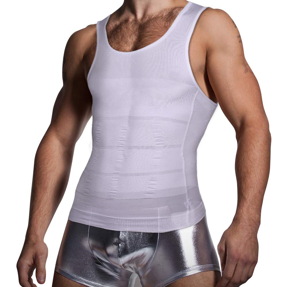 KOCLES Mens Compression Tank Top Slimming Body Shaper Vest Shirts Abs Slim Gym