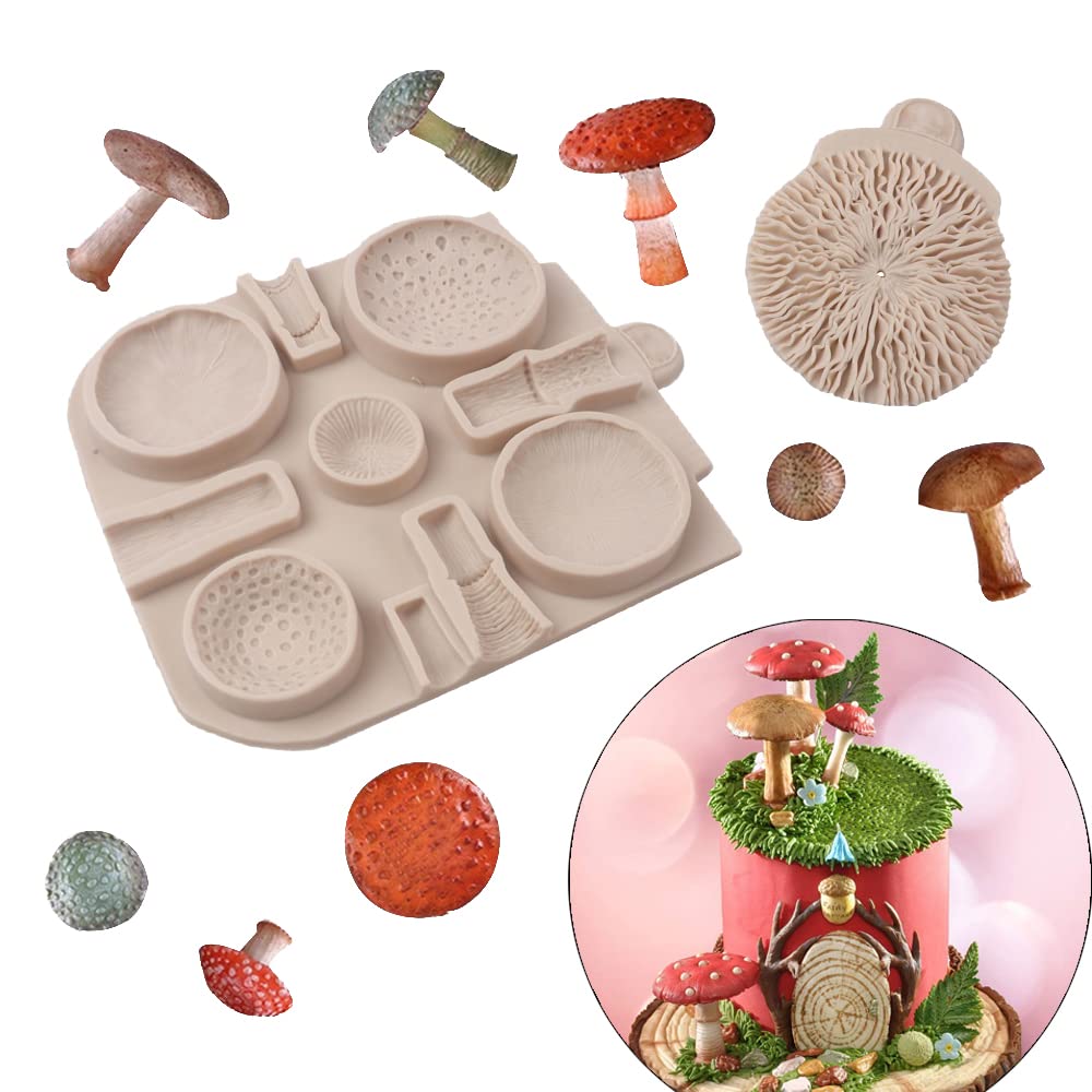Playing Mold 2pcs 3D Mushroom Silicone Molds for DIY Cake Fondant Biscuit Cookies Soap Sugar Pudding Chocolate Hard Candies Dessert Candle Decor