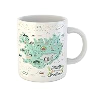 Coffee Mug Iceland Map Tourist Attractions Travel Hallo Icelandic Language 11 Oz Ceramic Tea Cup Mugs Best Gift Or Souvenir For Family Friends Coworkers