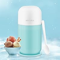 Ice Cream Maker Mini Electric Ice Cream Machine for Quick Homemade Gelato, Sorbet, Frozen Yogurt with Mixing Spoon & Recipe Book, BPA-free, 0.4qt Aqua