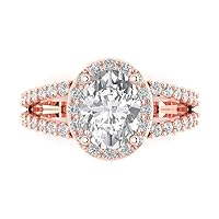 Clara Pucci 2.18ct Oval Cut Solitaire Halo Stunning Moissanite Proposal Designer Wedding Anniversary Bridal Ring 14k Rose Gold