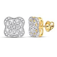 The Diamond Deal Yellow-tone Sterling Silver Womens Round Diamond Floral Fashion Earrings 1/8 Cttw