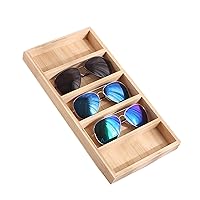 TANG SONG 1 Pack Bamboo Sunglass Display Tray Eyewear Storage Case for Home or Office